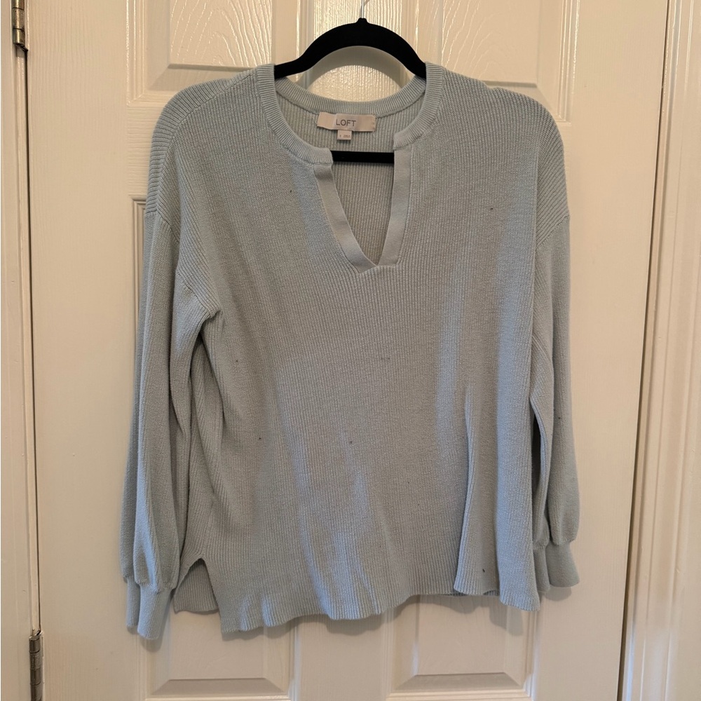LOFT Soft Blue Knit Cardigan